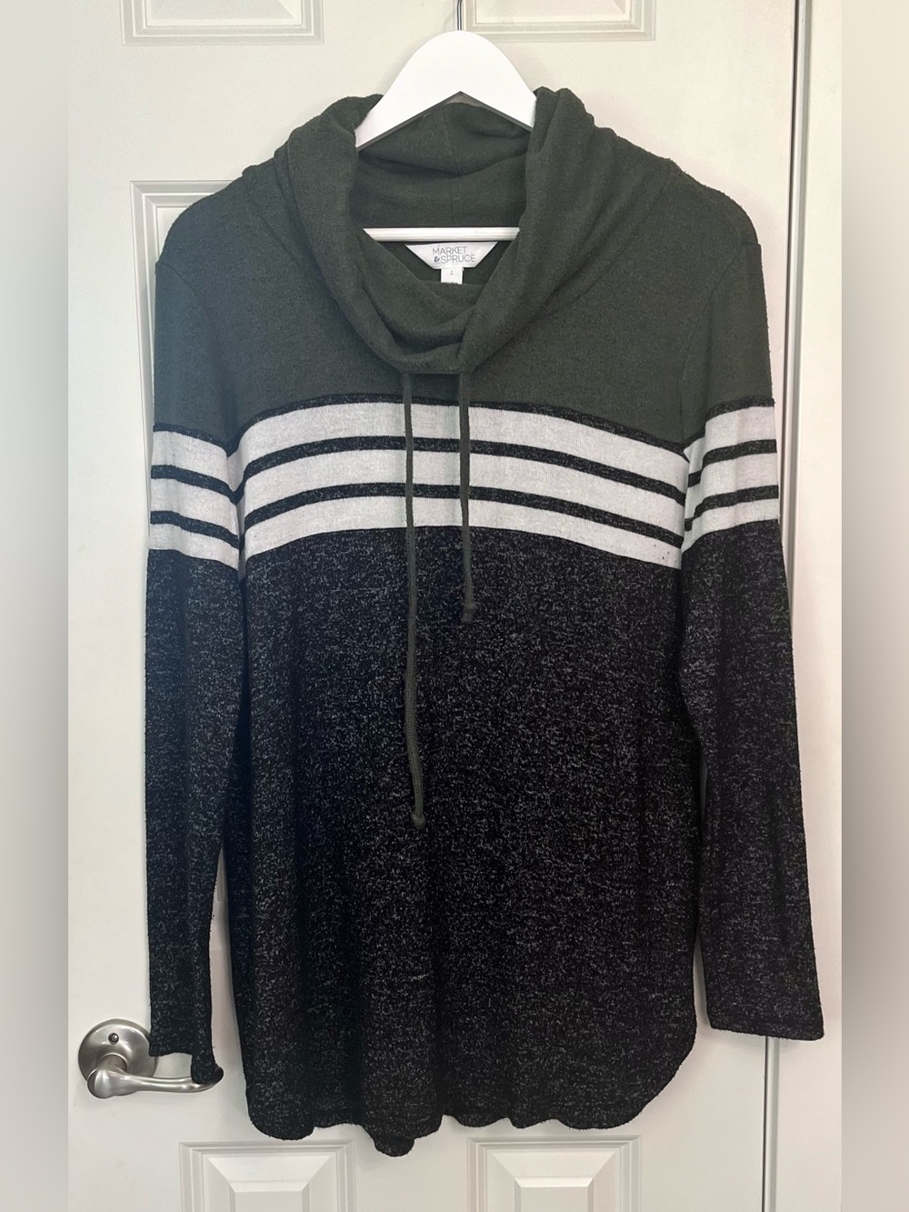 Market & Spruce Striped Cowl Neck Sweater